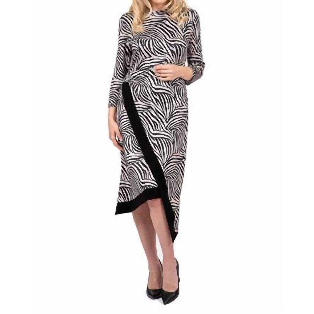 NEW SCAPA printed asymmetric midi dress in zebra